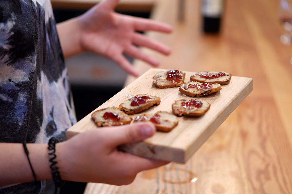 Canada by rail: the best of Ottawa, Montréal, and Québec City: crostini on a wood board at Cassis Monna & Filles