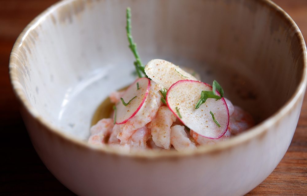 Canada by rail: the best of Ottawa, Montréal, and Québec City: a radish and shrimp dish at restaurant Légende 