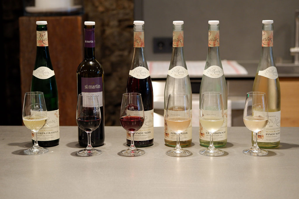 The views & flavours of the Luxembourg wine country: a line up of Caves St Martin wine bottles 