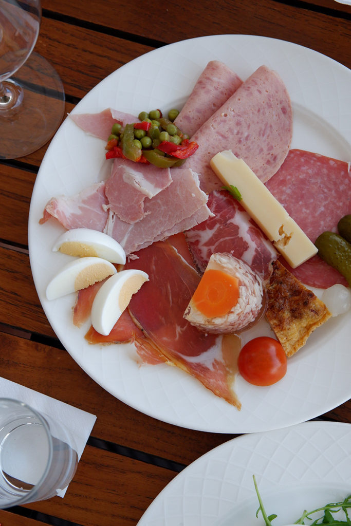 a plate with cold cuts 