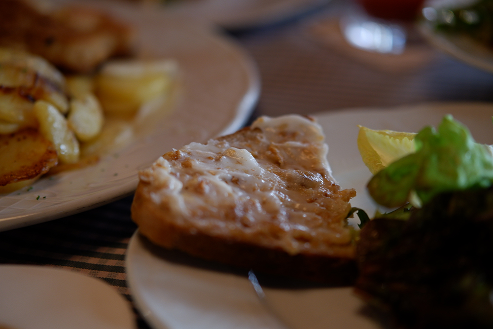 bread with lard on it