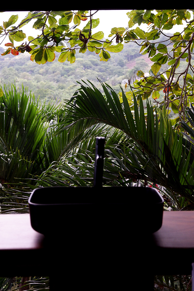 Hotel Punta Islita Costa Rica, Honeymoon Suite: bathroom sink with a picture window behind it