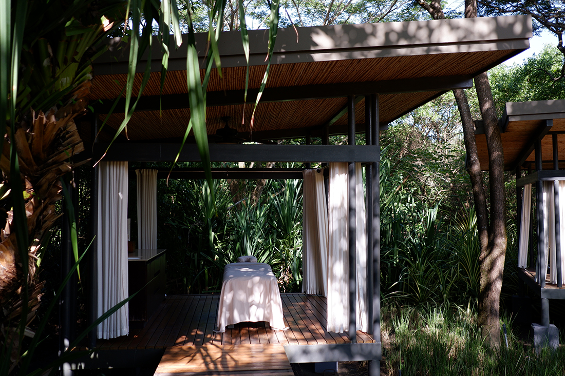 Outdoor spa at the El Mangroove Hotel, Costa Rica. View of a single cabana