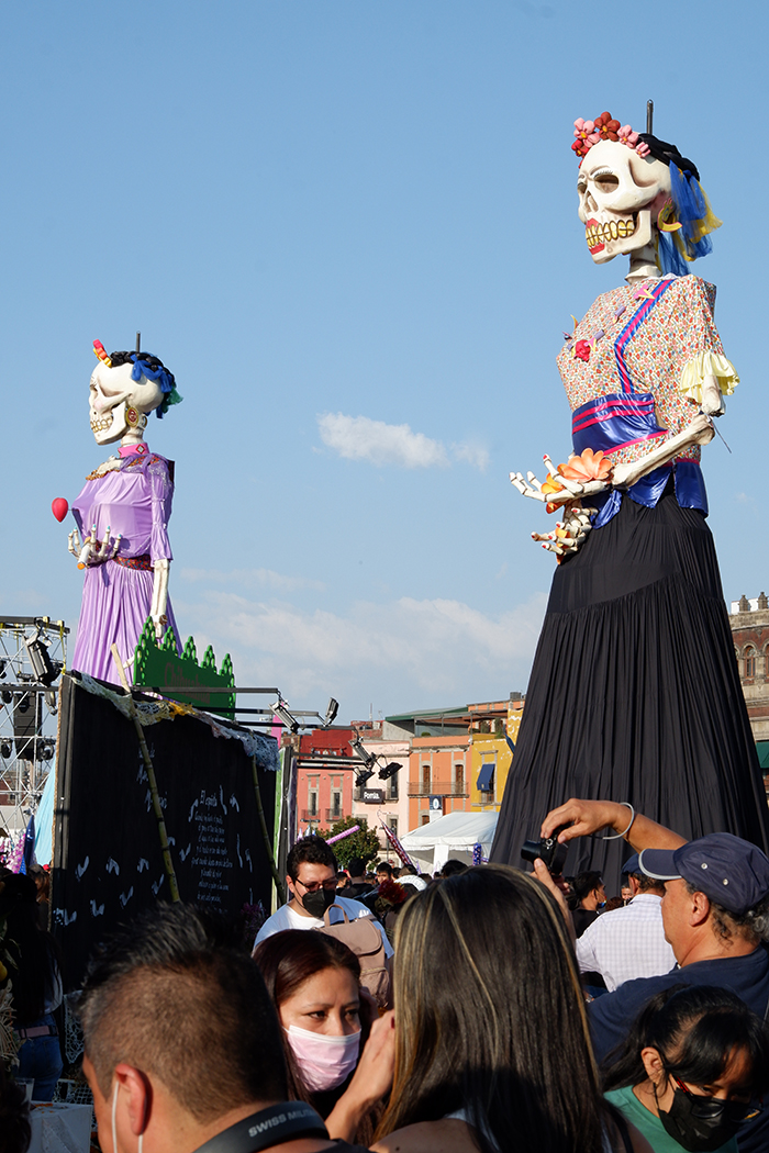 Two traditional Mexican Catrina sculpture, oversized