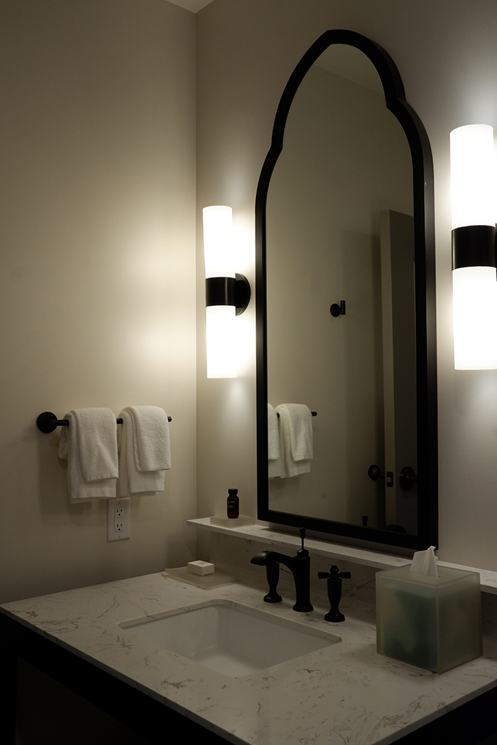 Everything you need to know about The Lodge at St. Edward State Park: bathroom mirror