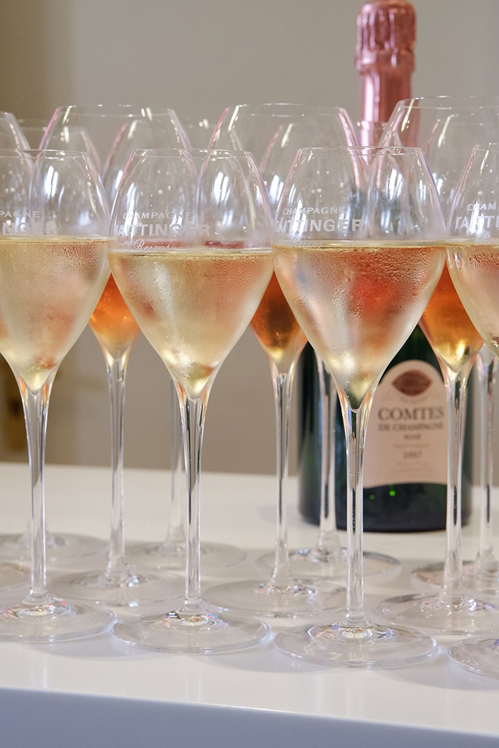 Three day Champagne itinerary, Champagne Taittinger glasses of wine