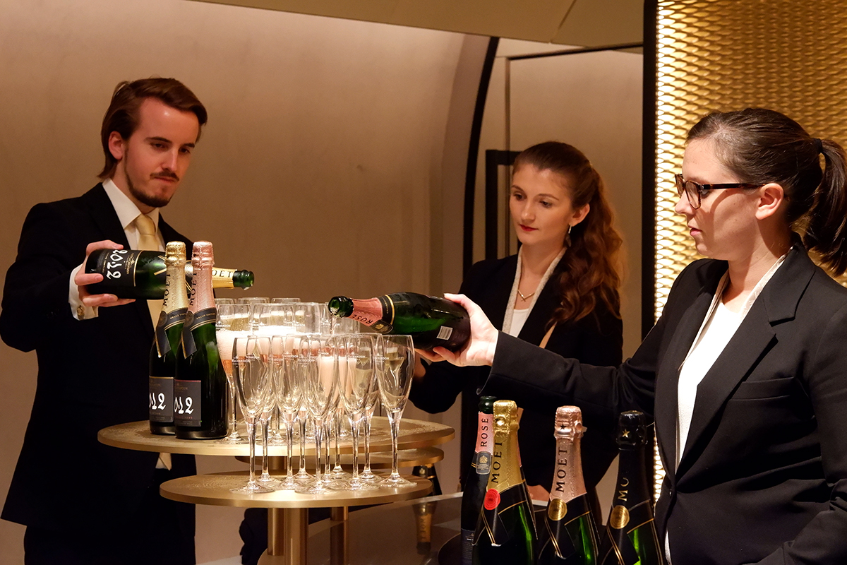 Champagne Moët & Chandon tasting room, wine being poured